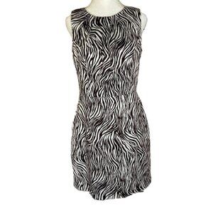 AGB Women’s Dress Size 6 Black White Sleeveless A-Line Boat Neck Midi Back Zip